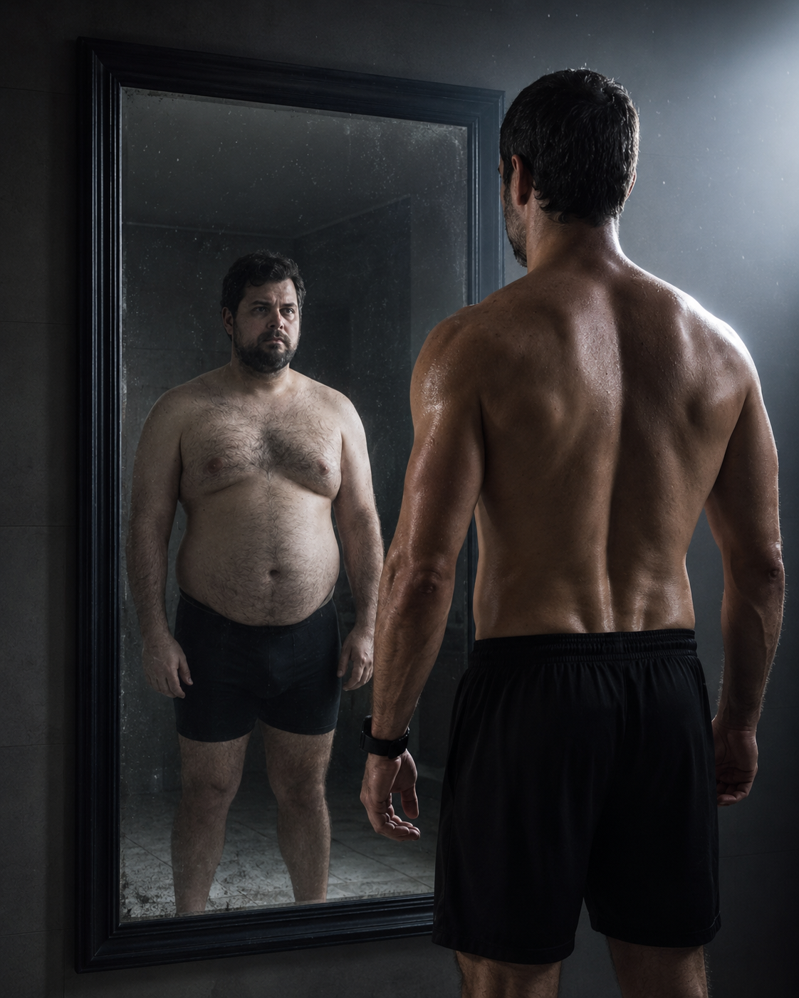 Antes e depois - confronto no espelho